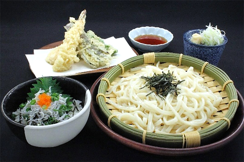 大大海老天ざるうどんとミニしらす丼